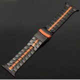 Bracelet de luxe à maillons en acier inoxydable avec une bande orange - Noir - Apple Watch 44/45/46 mm