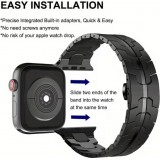 Bracelet de luxe à maillons en acier inoxydable avec une bande orange - Noir - Apple Watch 44/45/46 mm