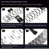 Bracelet de luxe à maillons en acier inoxydable avec une bande orange - Noir - Apple Watch 44/45/46 mm