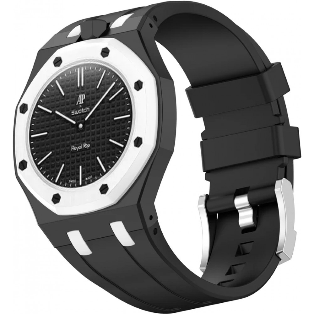 Bracelet pour montre Royal Pop (AP x Swatch) en silicone waterproof (couronne &agrave; 12h) - Argent