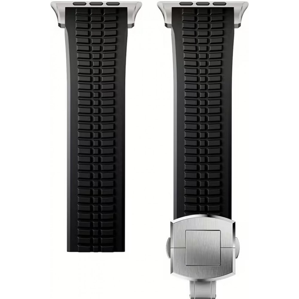 Bracelet sport luxe en caoutchouc premium pour Apple Watch 49/46/45/44 mm confort étanche et résistant - Noir - Apple Watch 44/45/46/49 mm