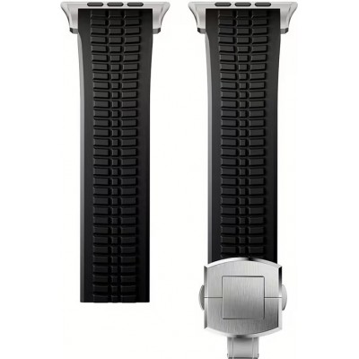Bracelet sport luxe en caoutchouc premium pour Apple Watch 49/46/45/44 mm confort étanche et résistant - Noir - Apple Watch 44/45/46/49 mm