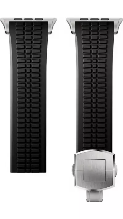 Bracelet sport luxe en caoutchouc premium pour Apple Watch 49/46/45/44 mm confort étanche et résistant - Noir - Apple Watch 44/45/46/49 mm