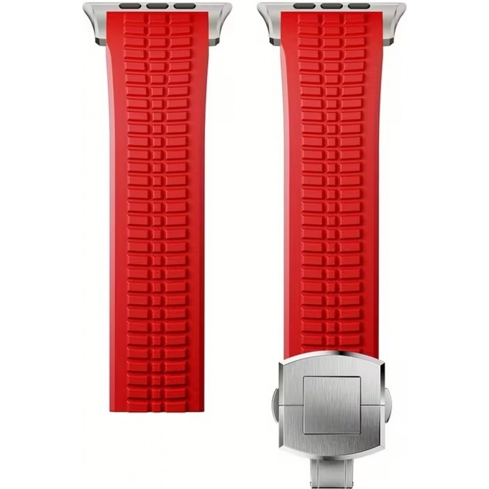 Bracelet sport luxe en caoutchouc premium pour Apple Watch 49/46/45/44 mm confort étanche et résistant - Rouge - Apple Watch 44/45/46/49 mm