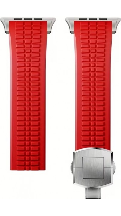 Bracelet sport luxe en caoutchouc premium pour Apple Watch 49/46/45/44 mm confort étanche et résistant - Rouge - Apple Watch 44/45/46/49 mm