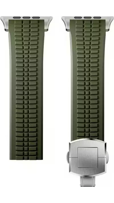 Bracelet sport luxe en caoutchouc premium pour Apple Watch 49/46/45/44 mm confort étanche et résistant - Vert - Apple Watch 44/45/46/49 mm