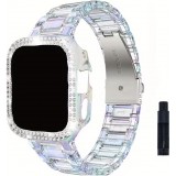 Bracelet transparent scintillant avec coque strass - Blanc - Apple Watch 10 (42 mm)