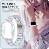 Bracelet transparent scintillant avec coque strass - Blanc - Apple Watch 10 (42 mm)