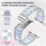 Bracelet transparent scintillant avec coque strass - Blanc - Apple Watch 10 (42 mm)