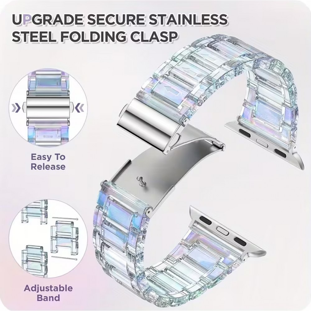 Bracelet transparent scintillant avec coque strass - Blanc - Apple Watch Ultra / Ultra 2 (49 mm)