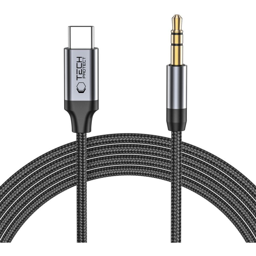 Câble audio Tech-Protect UltraBoost USB-C vers mini jack 3,5mm (1m) - Noir