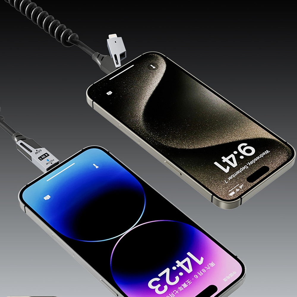 Câble Dudao L20 Pro 4-en-1 USB-A / USB-C - Lightning / USB-C 65W pour charge et transfert - Noir