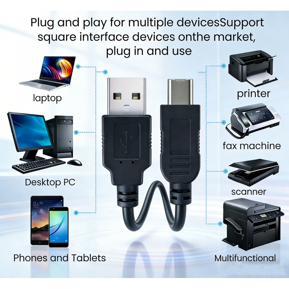 USB-B zu USB-A Druckerkabel 3m Datenkabel für Drucker und Peripheriegeräte - Schwarz