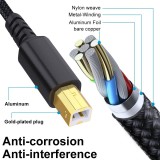 Câble USB-B vers USB-A et USB-C tressé nylon charge rapide pour imprimante et périphériques (1m) - Noir