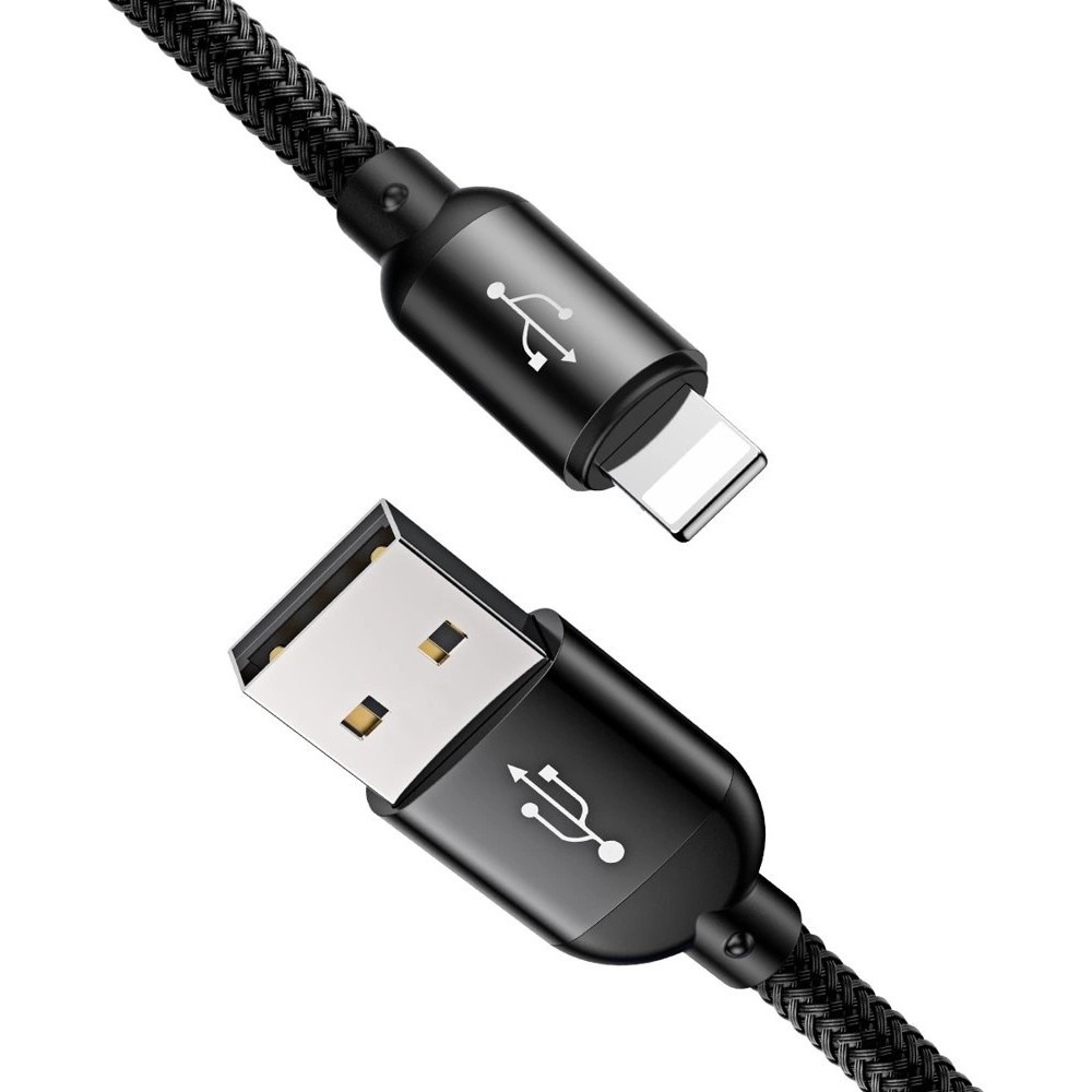 Baseus USB 3 in 1 Kabel Micro USB / Lightning / USB-C 3.5A (1,2 m) Lade- und Datenkabel - Schwarz