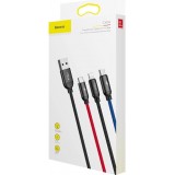 Baseus USB 3 in 1 Kabel Micro USB / Lightning / USB-C 3.5A (1,2 m) Lade- und Datenkabel - Schwarz
