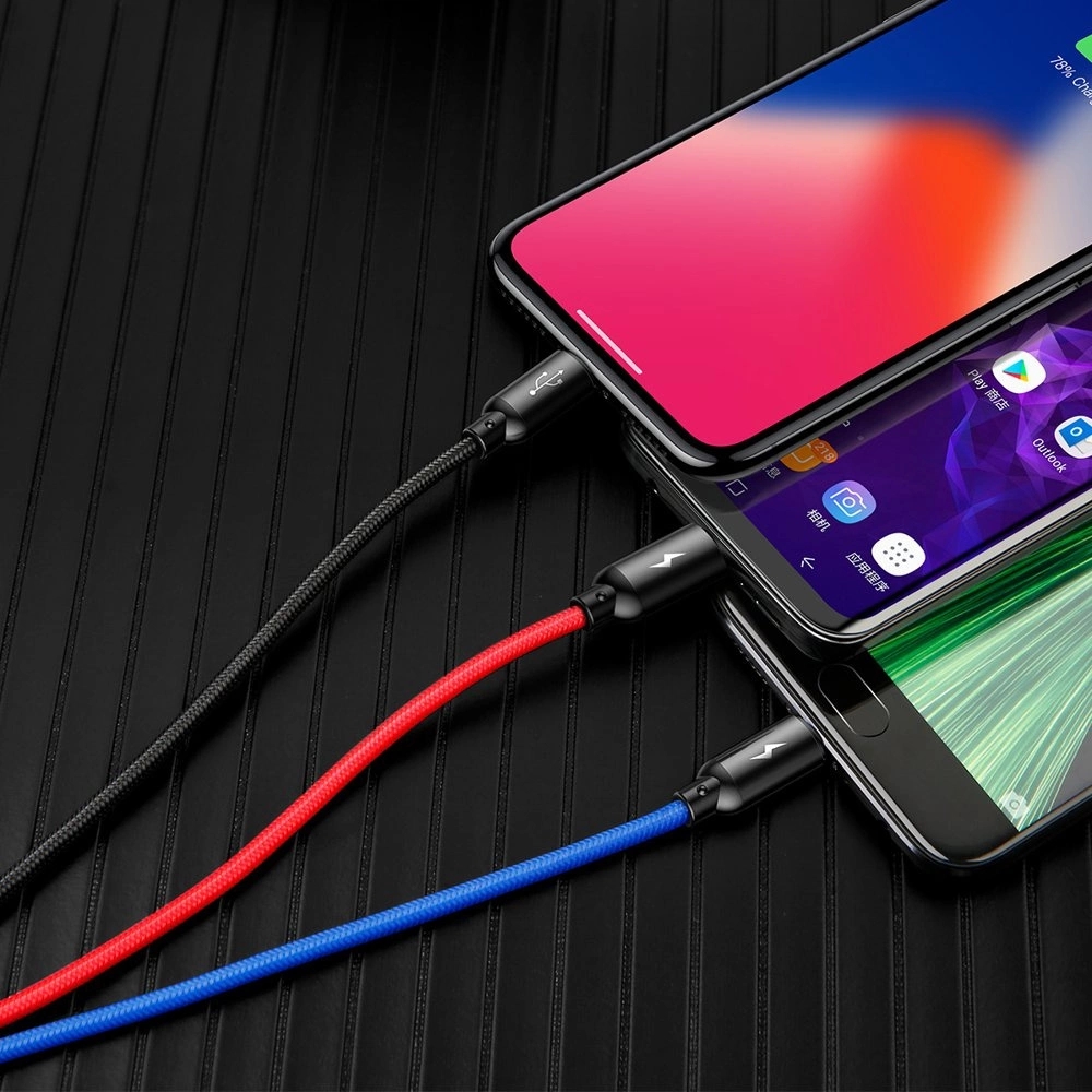 Baseus USB 3 in 1 Kabel Micro USB / Lightning / USB-C 3.5A (1,2 m) Lade- und Datenkabel - Schwarz