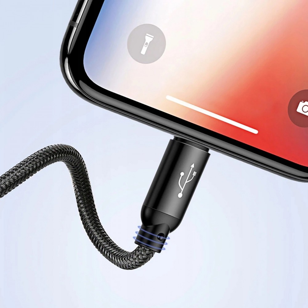 Baseus USB 3 in 1 Kabel Micro USB / Lightning / USB-C 3.5A (1,2 m) Lade- und Datenkabel - Schwarz