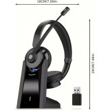 Casque sans fil antibruit Vonztek avec microphone et base de chargement pour télétravail et visioconférence - Noir