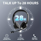 Casque sans fil antibruit Vonztek avec microphone et base de chargement pour télétravail et visioconférence - Noir