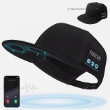Casquette unisexe ajustable Bluetooth avec haut-parleurs intégrés pour musique et appels - Noir