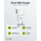 Chargeur mural double Goobay 12W USB-A adaptateur secteur USB compact - Blanc