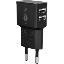 Chargeur mural double Goobay 12W USB-A adaptateur secteur USB compact - Noir
