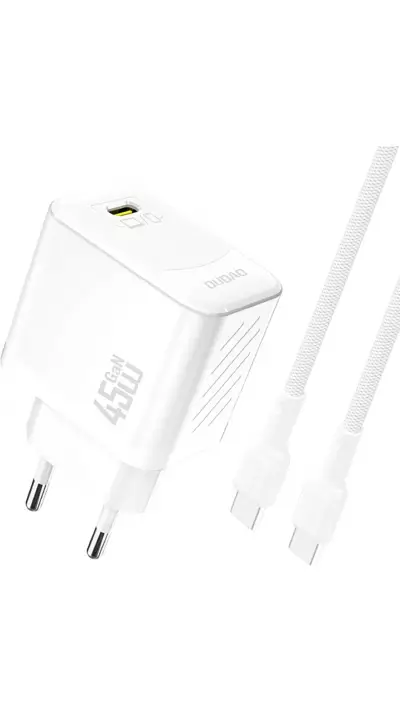 Chargeur mural GaN Dudao A28C 45W avec câble USB-C design antiglisse - Blanc