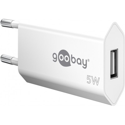Chargeur mural Goobay 5W USB-A adaptateur secteur USB compact - Blanc
