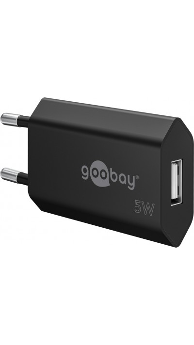 Chargeur mural Goobay 5W USB-A adaptateur secteur USB compact - Noir