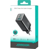 Chargeur mural Joyroom JR-TG10 65W GaN charge rapide 2x USB-C + USB-A avec c&acirc;ble USB-C 100W 1.2m - Noir