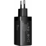 Chargeur mural Joyroom JR-TG10 65W GaN charge rapide 2x USB-C + USB-A avec c&acirc;ble USB-C 100W 1.2m - Noir
