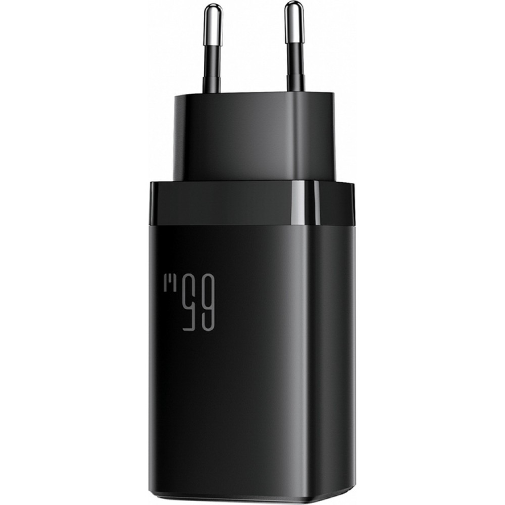 Chargeur mural Joyroom JR-TG10 65W GaN charge rapide 2x USB-C + USB-A avec c&acirc;ble USB-C 100W 1.2m - Noir