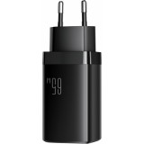 Chargeur mural Joyroom JR-TG10 65W GaN charge rapide 2x USB-C + USB-A avec c&acirc;ble USB-C 100W 1.2m - Noir