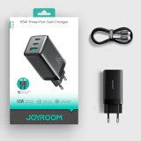 Chargeur mural Joyroom JR-TG10 65W GaN charge rapide 2x USB-C + USB-A avec c&acirc;ble USB-C 100W 1.2m - Noir