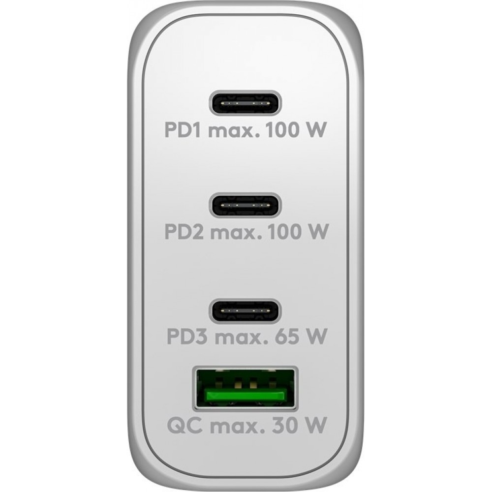 Chargeur rapide Goobay 100W GaN USB-C Power Delivery et USB-A adaptateur multiport - Blanc