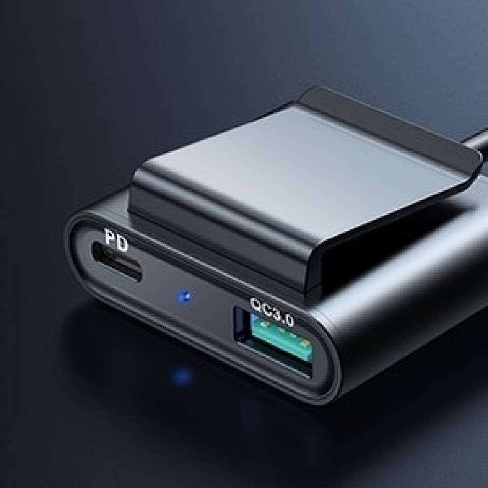 Chargeur rapide voiture Joyroom JR-CL05 78W multi 5 ports (2xPD+3QC3.0) câble 1.5m - Noir