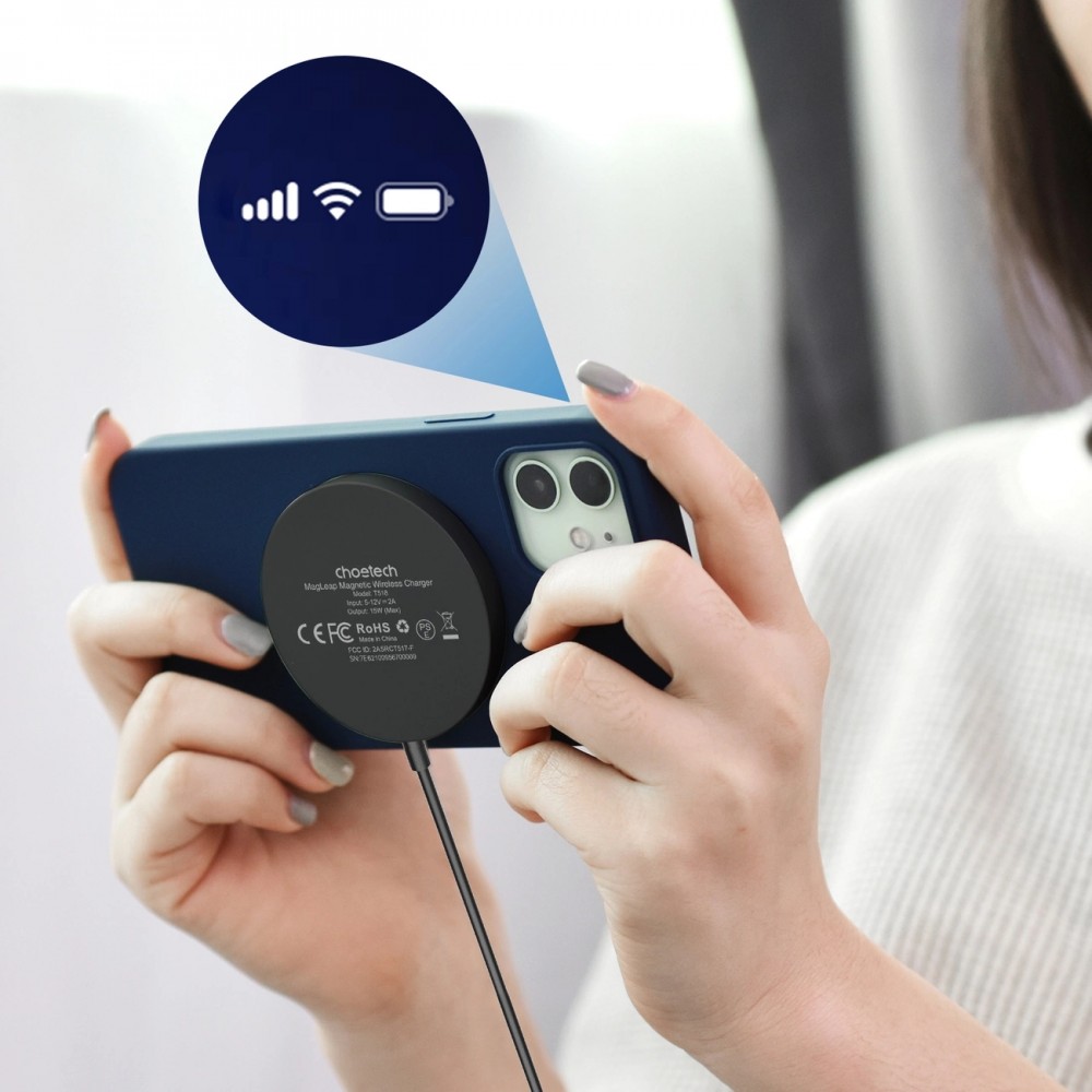 Chargeur sans fil magnétique Choetech 15W MagSafe compatible iPhone - Noir
