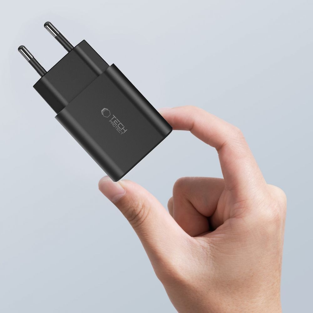 Tech-Protect C35W USB-C PD 35W Doppelport Ladegerät mit USB-C Kabel - Weiß