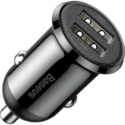 Chargeur voiture Baseus Grain Pro compatibilité universelle 2x USB 4.8 A rapide multifunctionnel - Noir