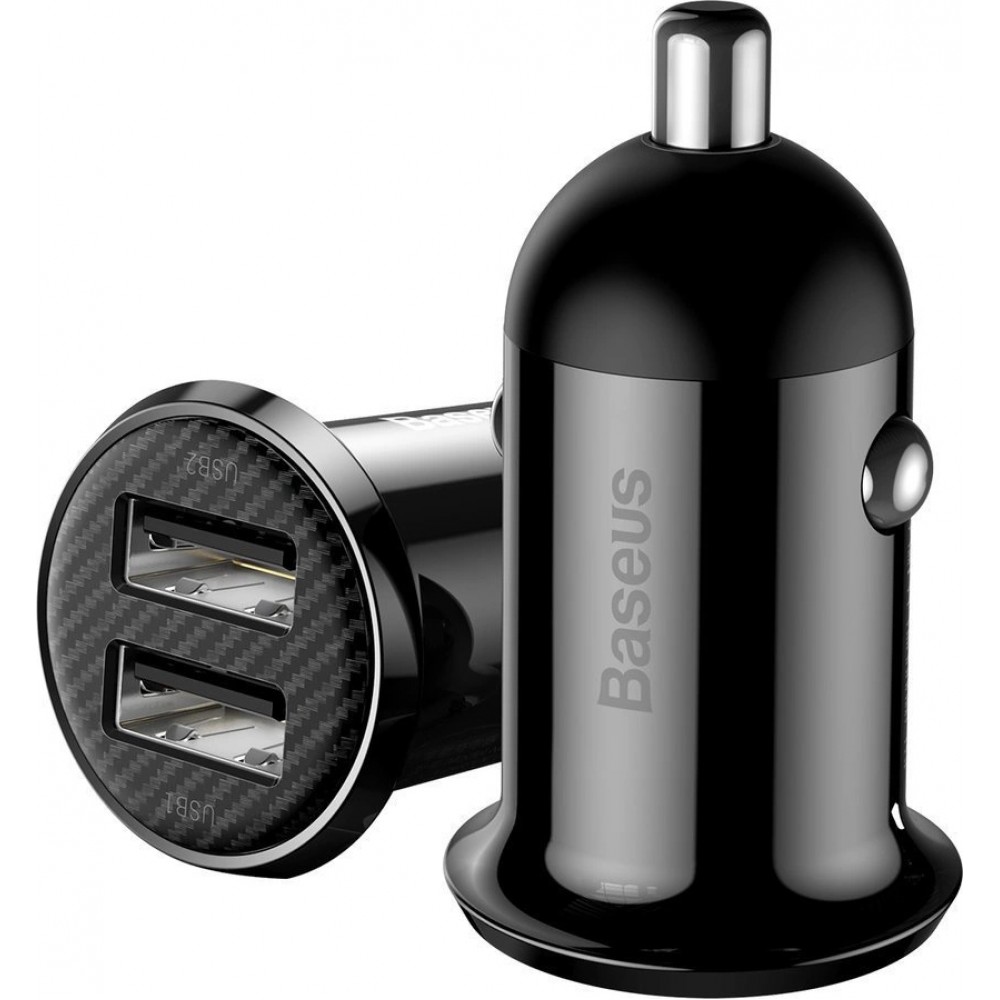Chargeur voiture Baseus Grain Pro compatibilité universelle 2x USB 4.8 A rapide multifunctionnel - Noir
