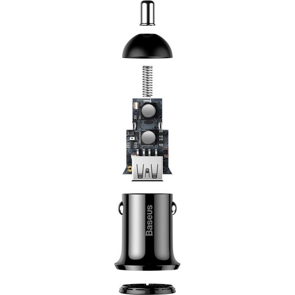 Chargeur voiture Baseus Grain Pro compatibilité universelle 2x USB 4.8 A rapide multifunctionnel - Noir