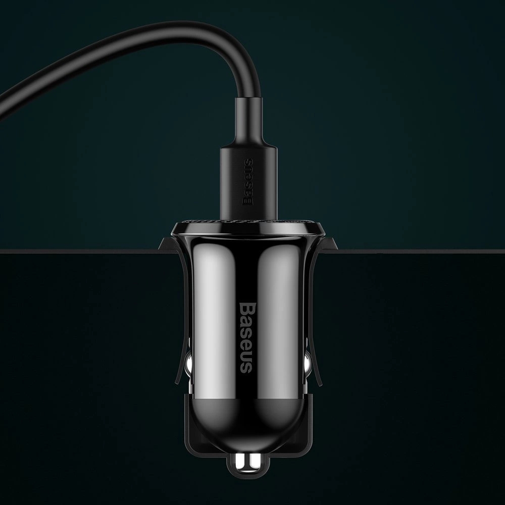 Chargeur voiture Baseus Grain Pro compatibilité universelle 2x USB 4.8 A rapide multifunctionnel - Noir