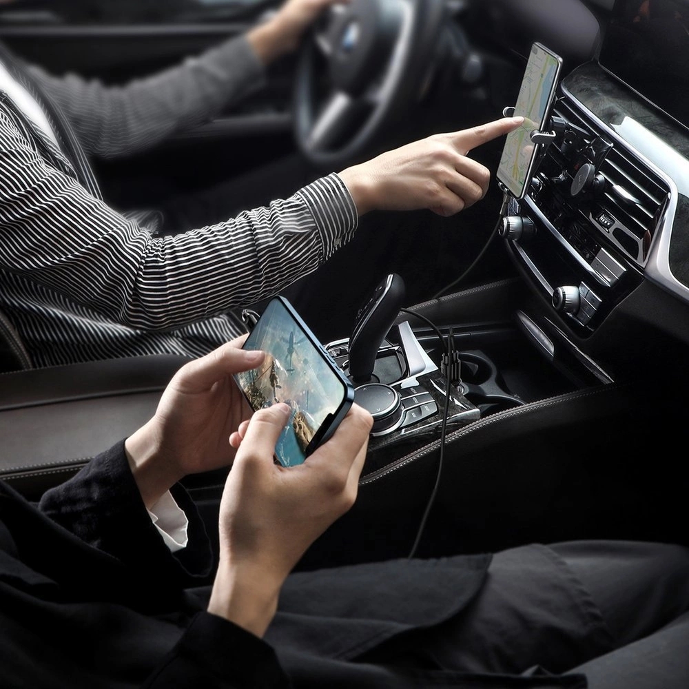 Chargeur voiture Baseus Grain Pro compatibilité universelle 2x USB 4.8 A rapide multifunctionnel - Noir