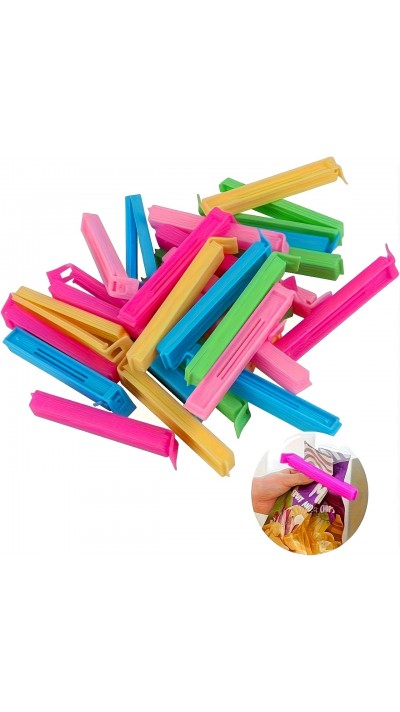 Clips de fermeture alimentaire pour sachets de nourriture en silicone flexible (set de 10 pièces) - Multicolore