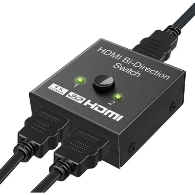 Commutateur HDMI 2.0 bidirectionnel 2x1 / 1x2 4K UHD Switch HDMI double port haute vitesse répartiteur audio vidéo - Noir