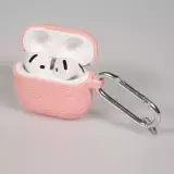 AirPods 4 Case H&uuml;lle - Gravierte Silikon-Dinosaurier und Blumen - Rosa