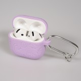 Coque AirPods 4 - Silicone dinosaures et fleurs gravés - Violet