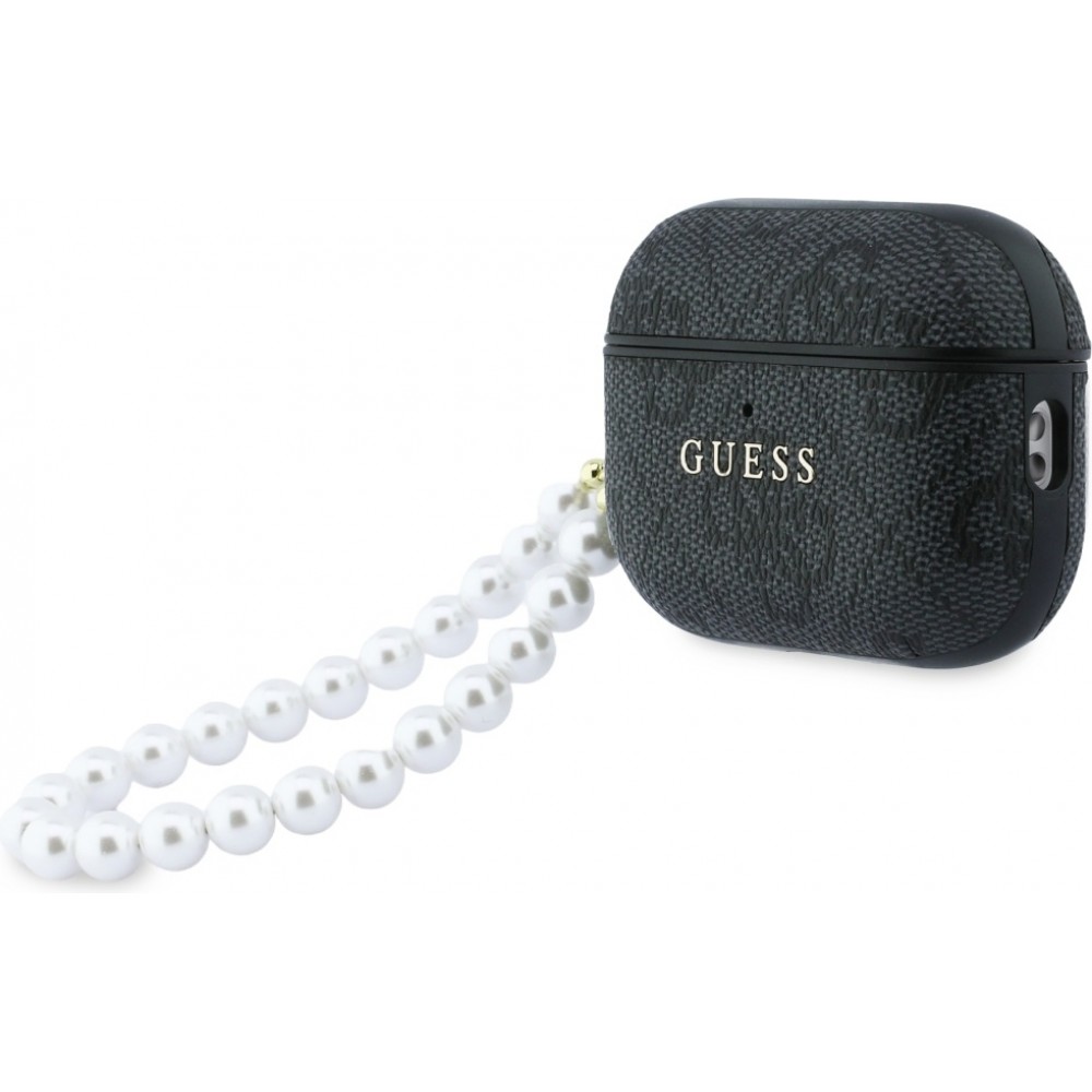 Coque AirPods Pro / Pro 2 - Guess 4G pour AirPods Pro 3 avec bracelet en perle - Noir