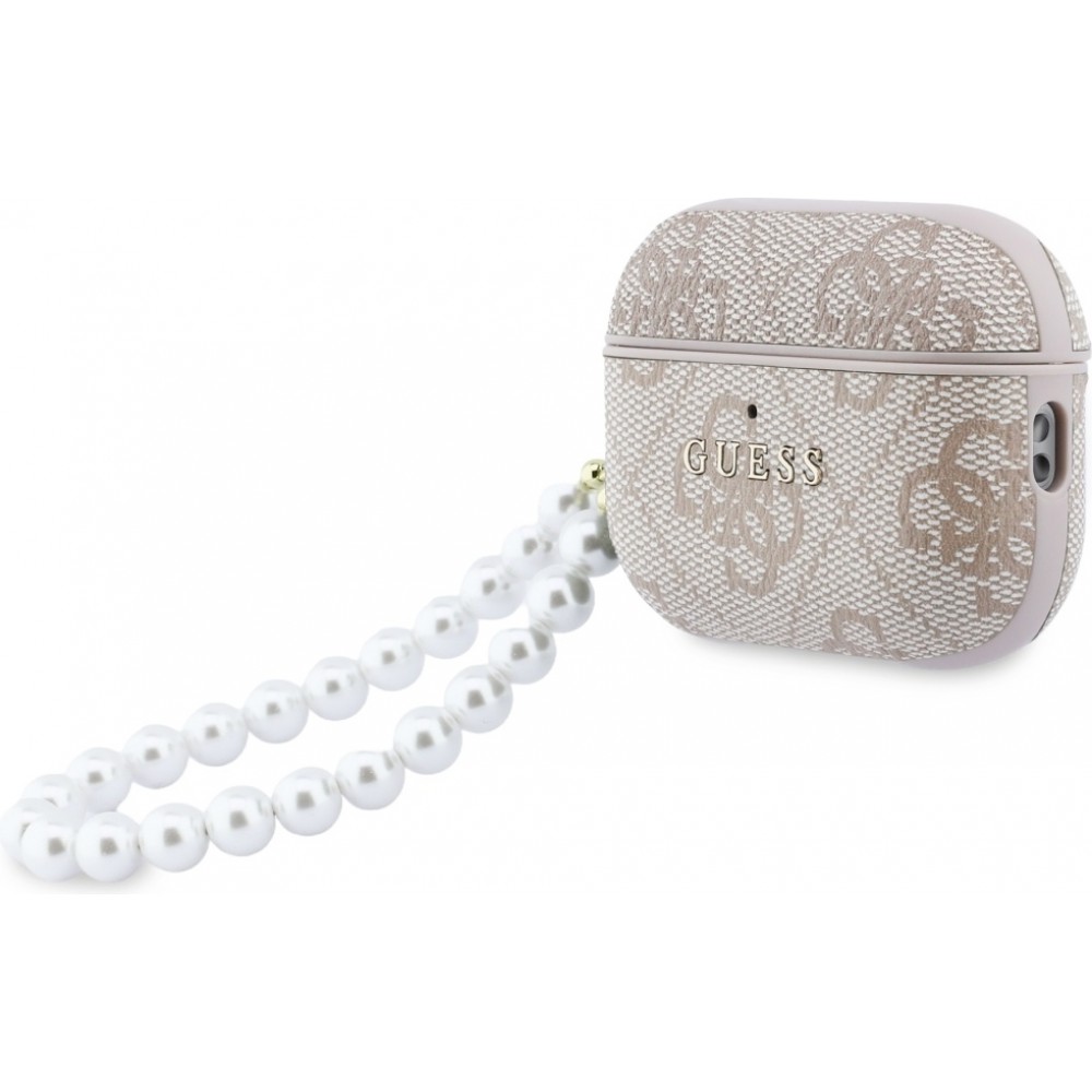 Coque AirPods Pro / Pro 2 - Guess 4G pour AirPods Pro 3 avec bracelet en perle - Rose
